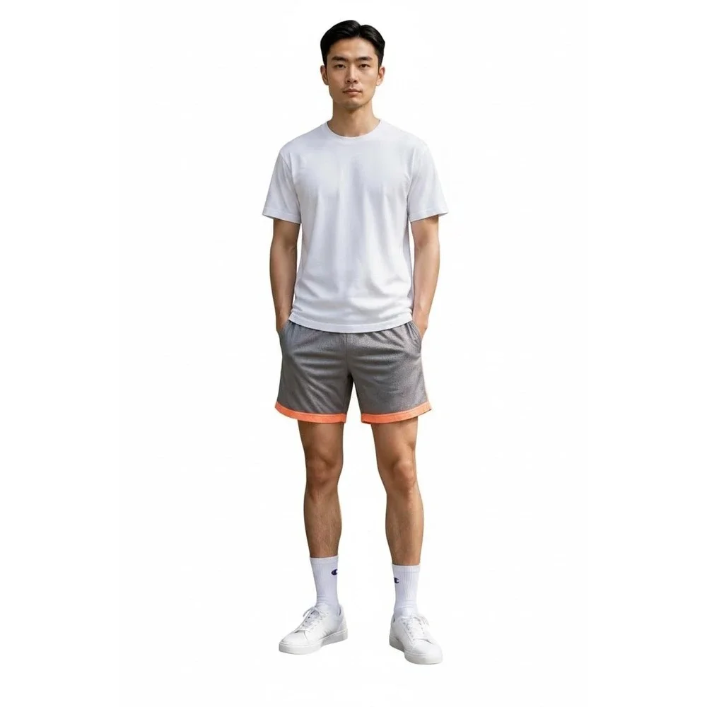 AthleticWorks Boys Mesh Active Shorts XL Husky Loose Fit Grey Mid-Thigh
